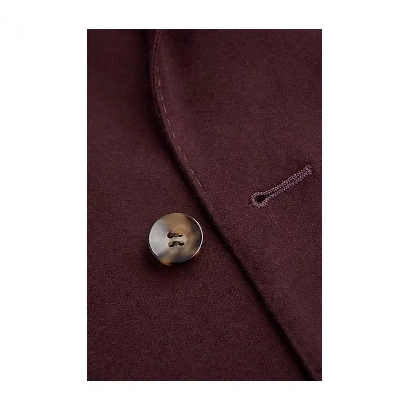 Mtm Made to Measure Custom Irregular Style Men Suit Handmade Burgundy Double Breasted Man Custom Suits