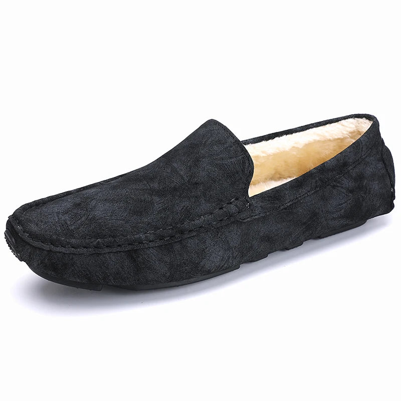 Men's Loafers Driving Shoes Gommino Penny Loafer Flats Leather Cotton Padded Warm Winter Moccasins Low-top Slip on Light Weight