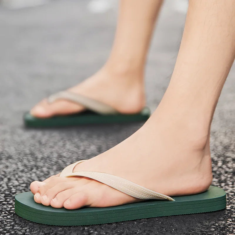 Men's Solid Color EVA Flip Flops Open Toe Anti-Slippery Outdoor Summer Slippers for Beach Home Use