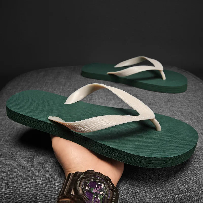 Men's Solid Color EVA Flip Flops Open Toe Anti-Slippery Outdoor Summer Slippers for Beach Home Use