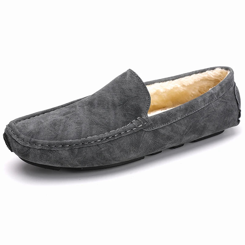 Men's Loafers Driving Shoes Gommino Penny Loafer Flats Leather Cotton Padded Warm Winter Moccasins Low-top Slip on Light Weight