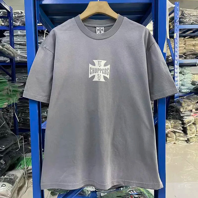 West Coast Choppers T-Shirt West Coast Wasteland Style Washed Distressed Loose Fit Vintage Print Short Sleeve Men's T-Shirt