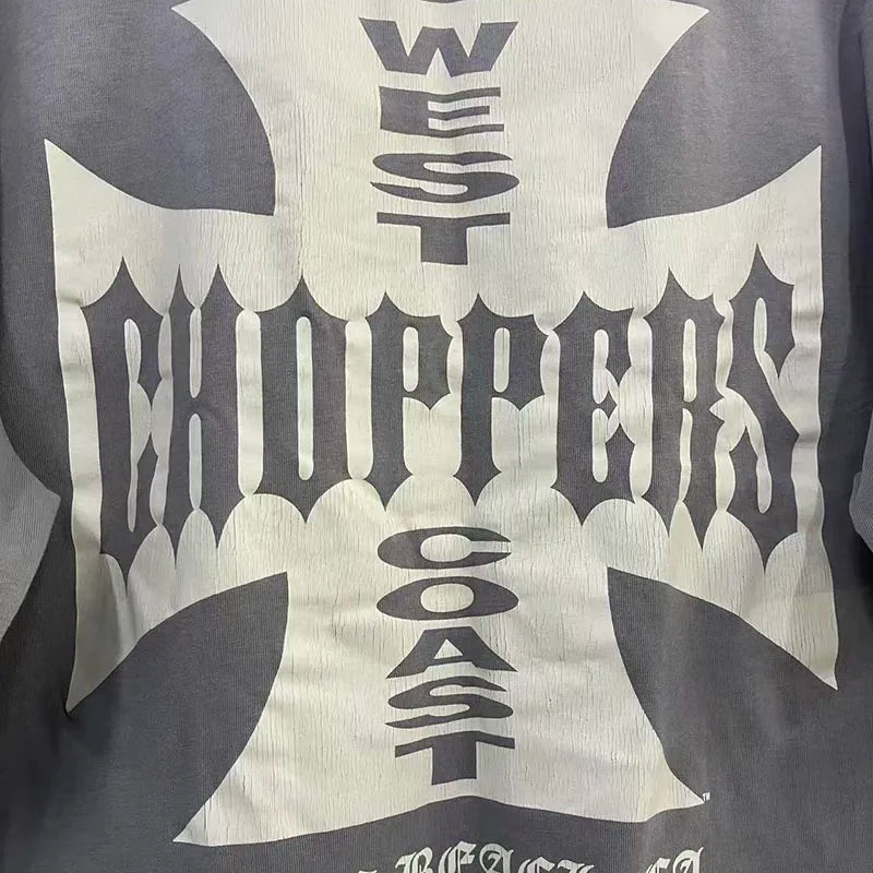 West Coast Choppers T-Shirt West Coast Wasteland Style Washed Distressed Loose Fit Vintage Print Short Sleeve Men's T-Shirt
