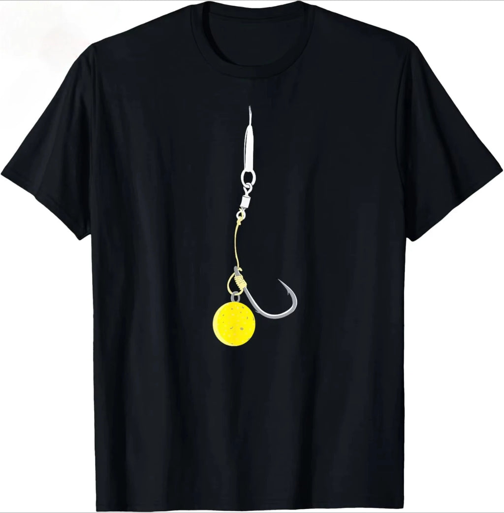 Summer Men's Carp Fishing Hair Set Corn Bait Printed Carp Fishing Fisherman Round Neck T-shirt 100% Cotton Casual Short Sleeve