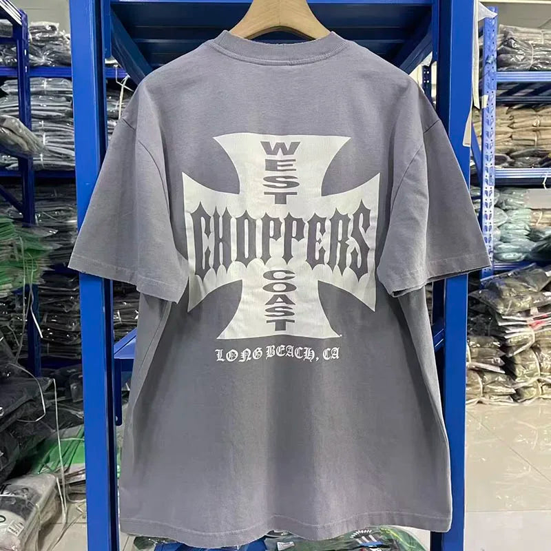 West Coast Choppers T-Shirt West Coast Wasteland Style Washed Distressed Loose Fit Vintage Print Short Sleeve Men's T-Shirt